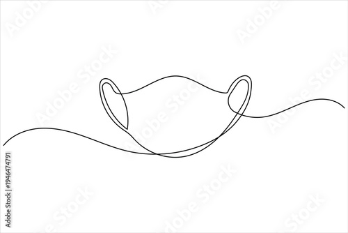 Face mask continuous one line art minimalist outline medical protection icon