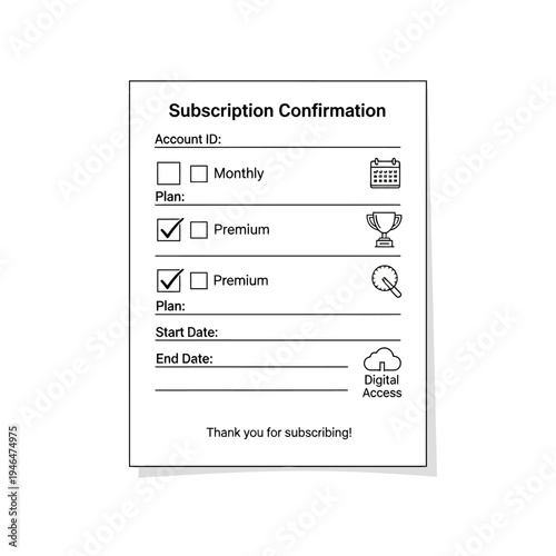 Subscription confirmation form template document.