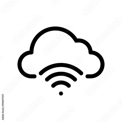 Wireless Cloud Storage Icon for Data Sync