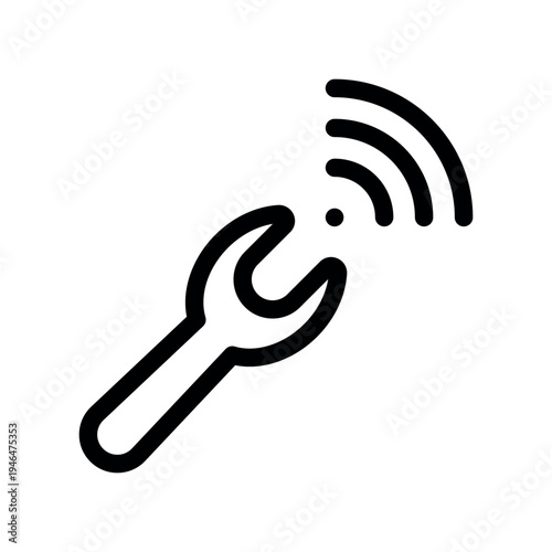 Wrench Icon Next to Wireless Signal for Network Repair