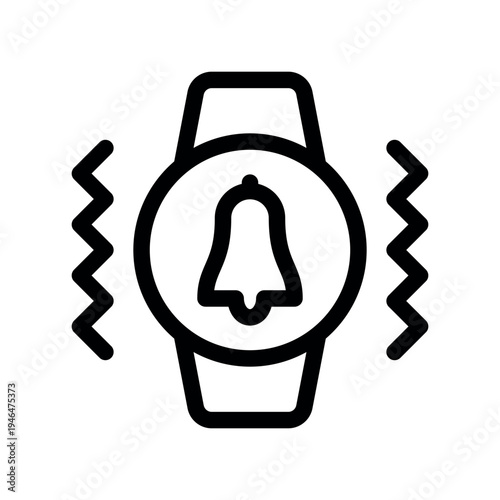 Vibrating Smartwatch Vector Symbol with Notification Bell
