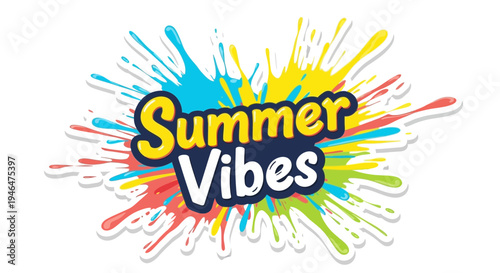 Summer Vibes colorful paint splatter logo vector