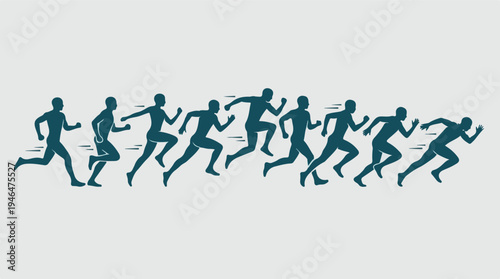 Dynamic silhouettes of runners in motion, depicting speed and progress