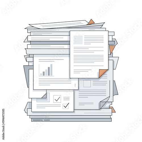 A stack of paperwork and documents.