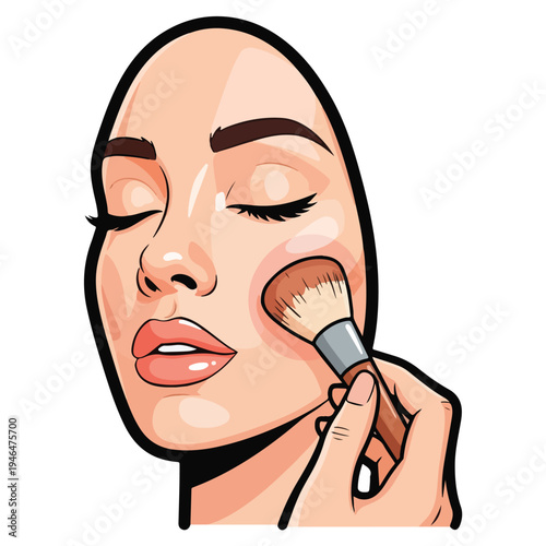 A woman applies makeup