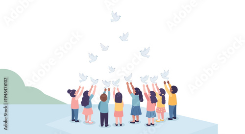 People releasing white doves in celebration.