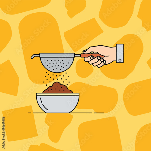 Sifting Cocoa Powder into a Bowl