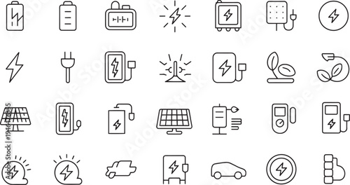 Collection of flat design electronic device and household item icons isolated on transparent background