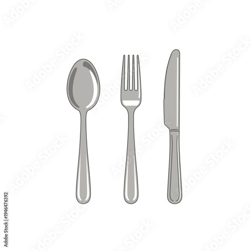 A set of stainless steel cutlery.