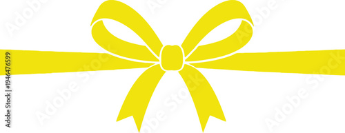 Bright yellow ribbon tied in a decorative bow on a plain background Vector