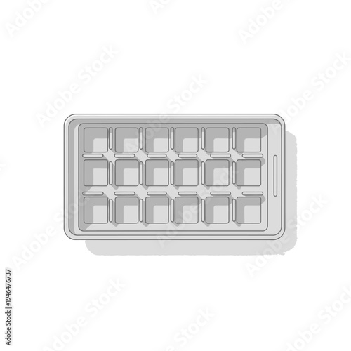 Gray plastic ice cube tray.
