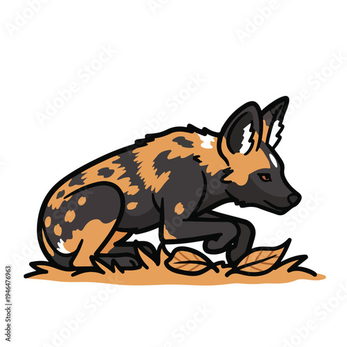 A spotted animal with large ears and brown spots