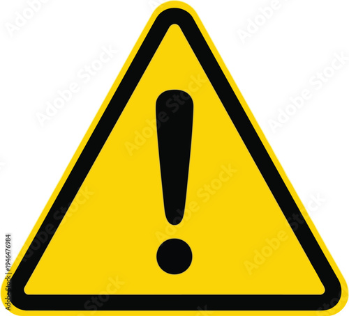 Warning sign featuring an exclamation mark inside a triangular shape for alerting caution. Vector