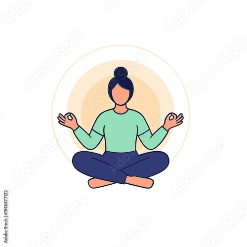 A woman sits cross-legged in meditation outdoors during daytime.
