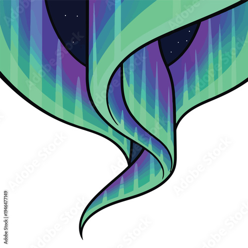 A swirling, abstract design with shades of green, blue, and purple