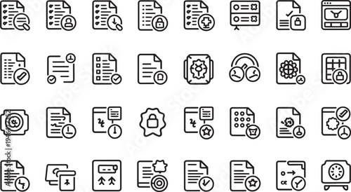 Collection of flat design office and business icons isolated on transparent background