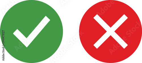 Visual representation of correct and incorrect indicators with check and cross marks Vector