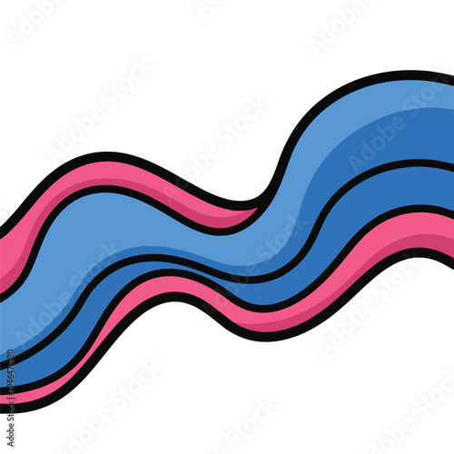 A wavy line design with blue and pink hues