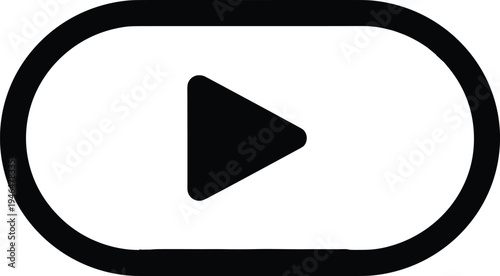 Modern video play button icon isolated on white background, media player start symbol vector illustration for web and mobile interface.