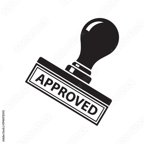 Approved Rubber Stamp Icon Vector Illustration on White Background

