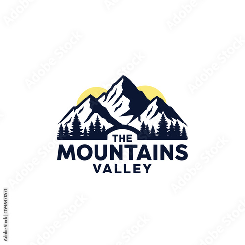 Mountain Valley Logo - Majestic Peaks and Serene Landscape Design.