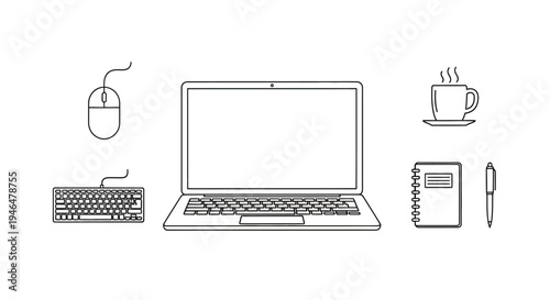 Laptop computer office work station.