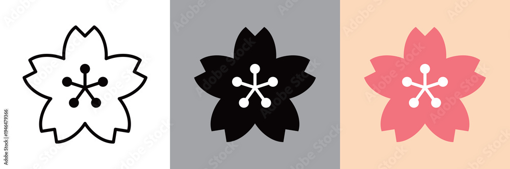 Naklejka premium 編集可能な桜のベクターアイコン