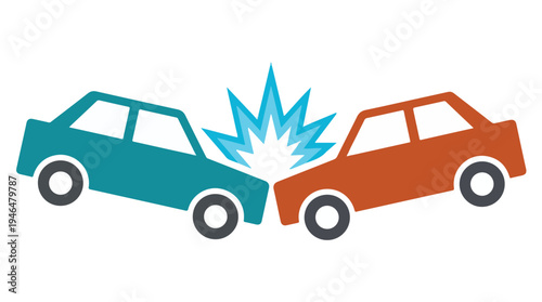 Car accident illustration showing two vehicles colliding head-on