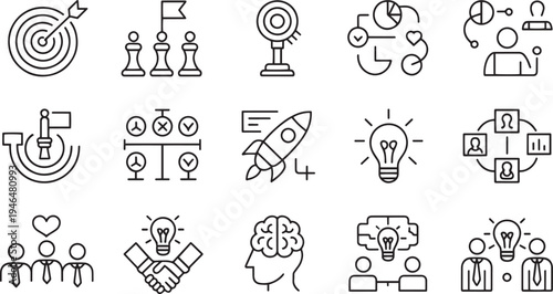 Collection of Modern Business Concept Icons