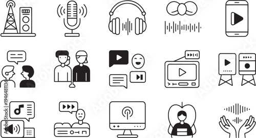 Collection of Modern Communication and Media Icons