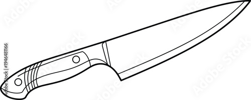 Professional kitchen chef knife icon isolated on white background, sharp steel blade tool for cooking, food preparation equipment vector illustration. (20 words)