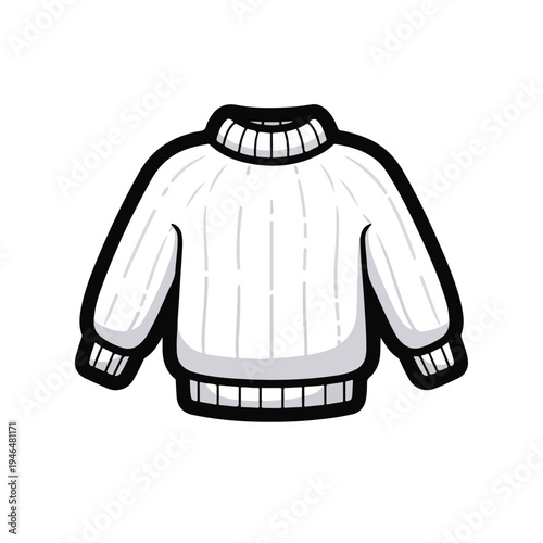 A white, ribbed, turtleneck sweater