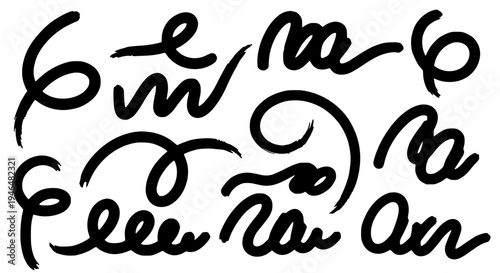 Swirls hand drawn with black curved lines and grunge texture effects featuring abstract, artistic, creative with design