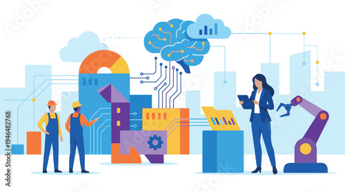 Digital transformation in industry with AI, cloud computing, and automation