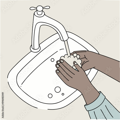 Washing hands with soap under running water 1