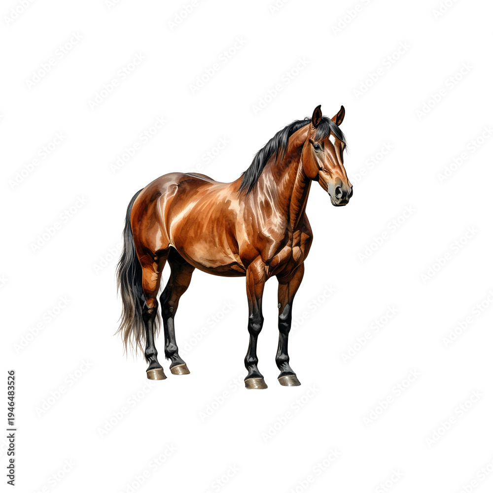 Fototapeta premium A beautiful horse against a white background.