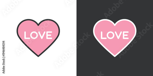 シンプルなデザインのハートLOVEアイコン