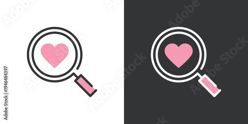 ハートを見る虫眼鏡アイコン