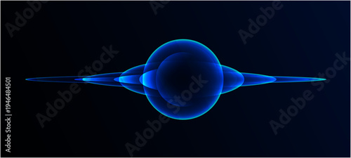 Abstract 3d sphere purple and blue neon gradient particle waves. Neon futuristic 3d sphere of blue and purple glowing digital waves and particles