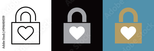 シンプルな南京錠のハートアイコン