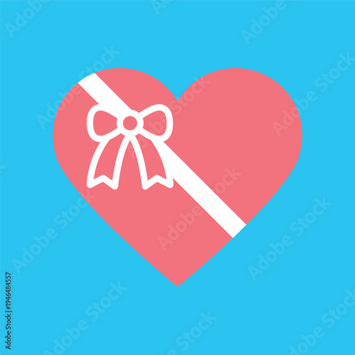 シンプルなデザインのハートの贈り物アイコン