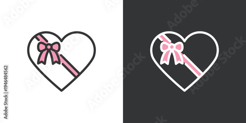 シンプルなデザインのハートの贈り物アイコン