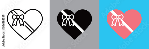 シンプルなデザインのハートの贈り物アイコン