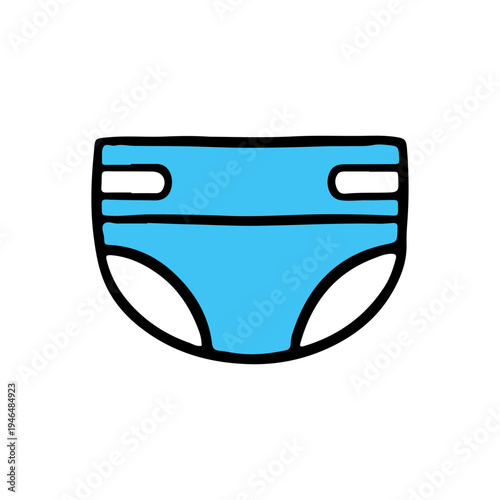 Minimalist Line Art Illustration of a Baby Diaper