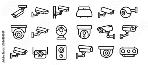 cctv line icon bundle collections