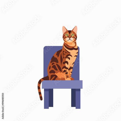Bengal Cat Sitting on a Chair