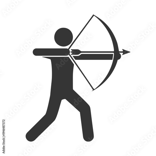 弓を引く人物のシルエットアイコン