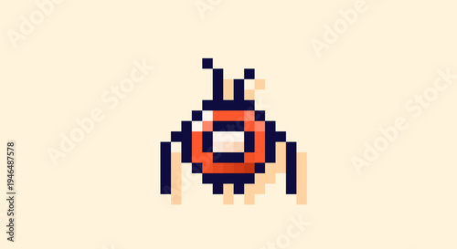 Pixel art combat painted in yellow and red color.