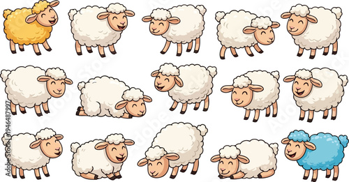 Lamb fluffy farm collection with blue and yellow