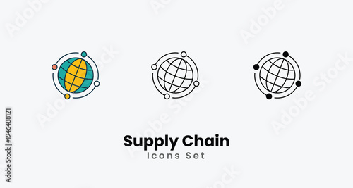Supply Chain icons vector set stock illustration.